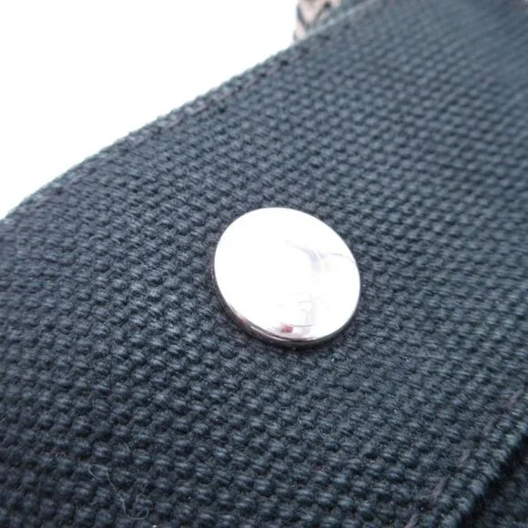 Hermes Cannes PM Handbag Tote Canvas Herringbone with Pouch Black Ivory - Picture 8 of 11